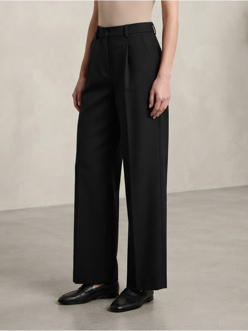 ABERCROMBIE & FITCH Sloane Tailored Wide Leg Pants High Rise Pleated Trousers